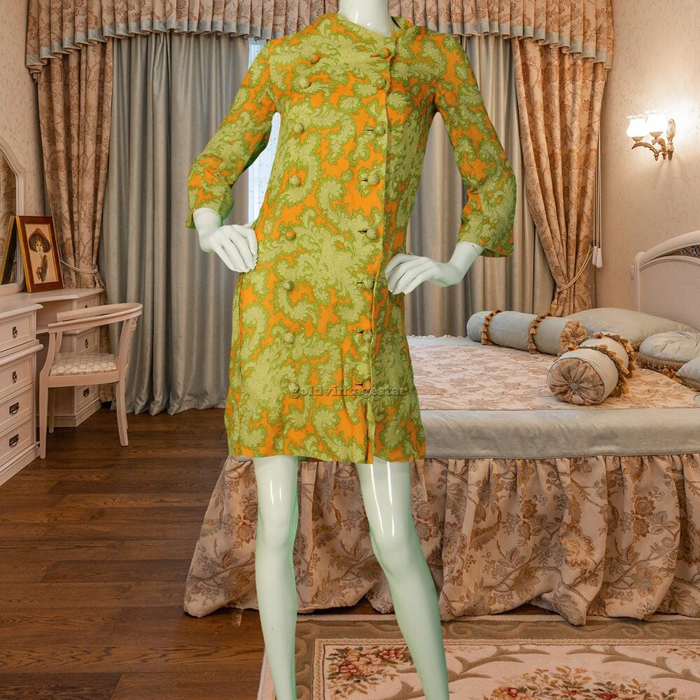 60s Vintage Paisley Hippie Festival Pop Art Shift Dress XS